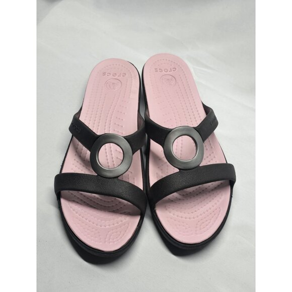Crocs Sanrah Matte Circle Slide Sandal Women's Size 9 Espresso/Petal Pink - Picture 7 of 13